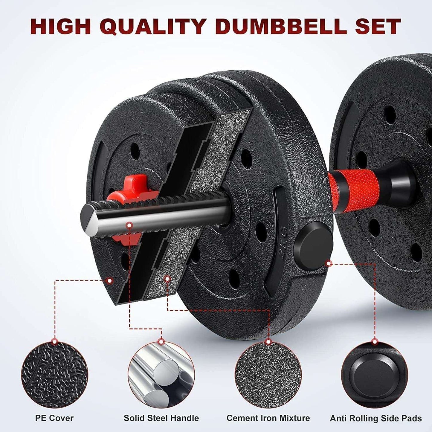 Adjustable Dumbbells Weight Sets, 22/110 LBS Dumbbell Barbell Set, 3-In-1 Home Gym Equipment Bodybuilding Fitness Gear Lifting Strength Training (Barbell 22LB or 11 LB Pair)