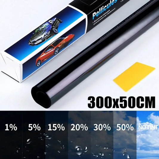 50x3m parabrisas de coche parasol tira tinte película vidrio frontal VLT 1%-50% parasol película para ventana calcomanía coche Protector UV láminas adhesivas