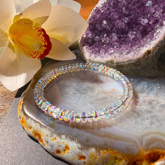 Natural Ethiopian Opal Bracelet for Menopause, Elastic Cord Jewelry, Helps Maintain Emotional Balance