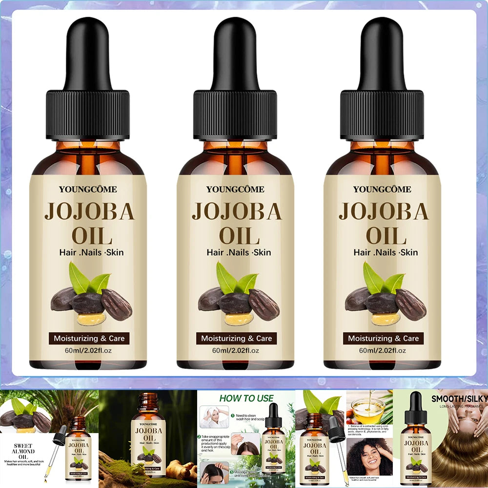 Aceite de jojoba orgánico, aceite hidratante puro para rostro, cabello, piel y uñas | Relaxador de cabello con aceite portador sin hexano prensado en frío natural