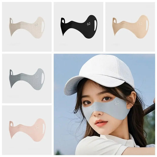 Summer Elastic Ice Silk Mask, UV Protection, Thin Eye Patches, Solid Color Sun Protection Veil, Riding Golf Face Mask