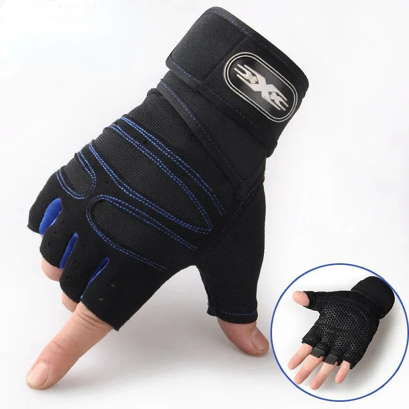 Guantes de Gimnasio Unisex con Soporte de Muñeca – Medio Dedo para Pesas, Ciclismo y Culturismo
