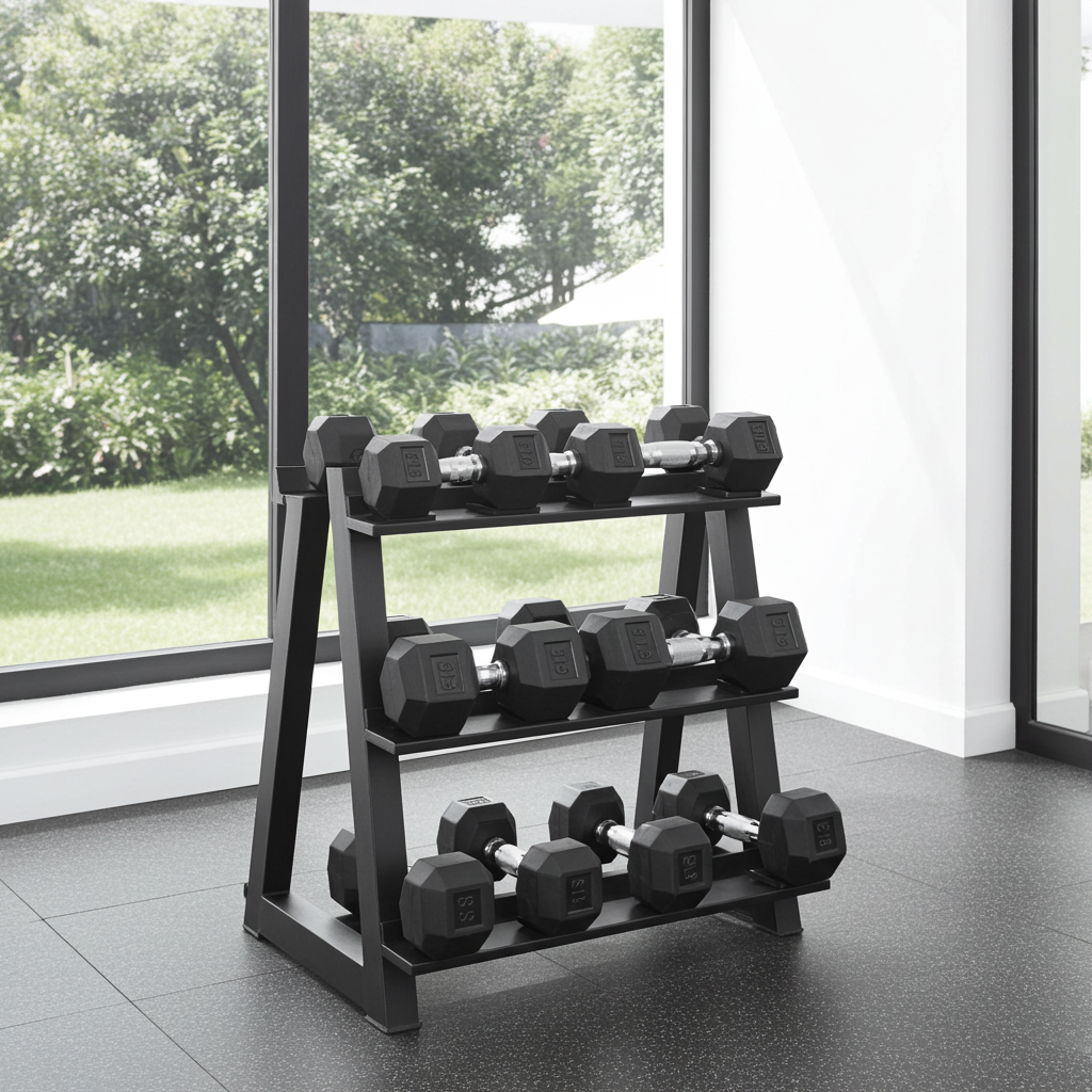 Hexagon Rubber Dumbbell Set 5-20 lb | 4 Pairs