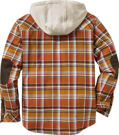 Mens Hooded Shirt Jacket Plaid Flannel Berber Lined Polyfill Insulated Shacket