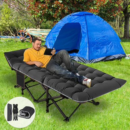 Folding Camping Cots for Adults 880Lbs, 2 Pack 28" Extra Wide Sturdy Sleeping Cot, Folding Rollaway Guest Bed with 3.3 Inch 2 Sided Mattress & Carry Bag