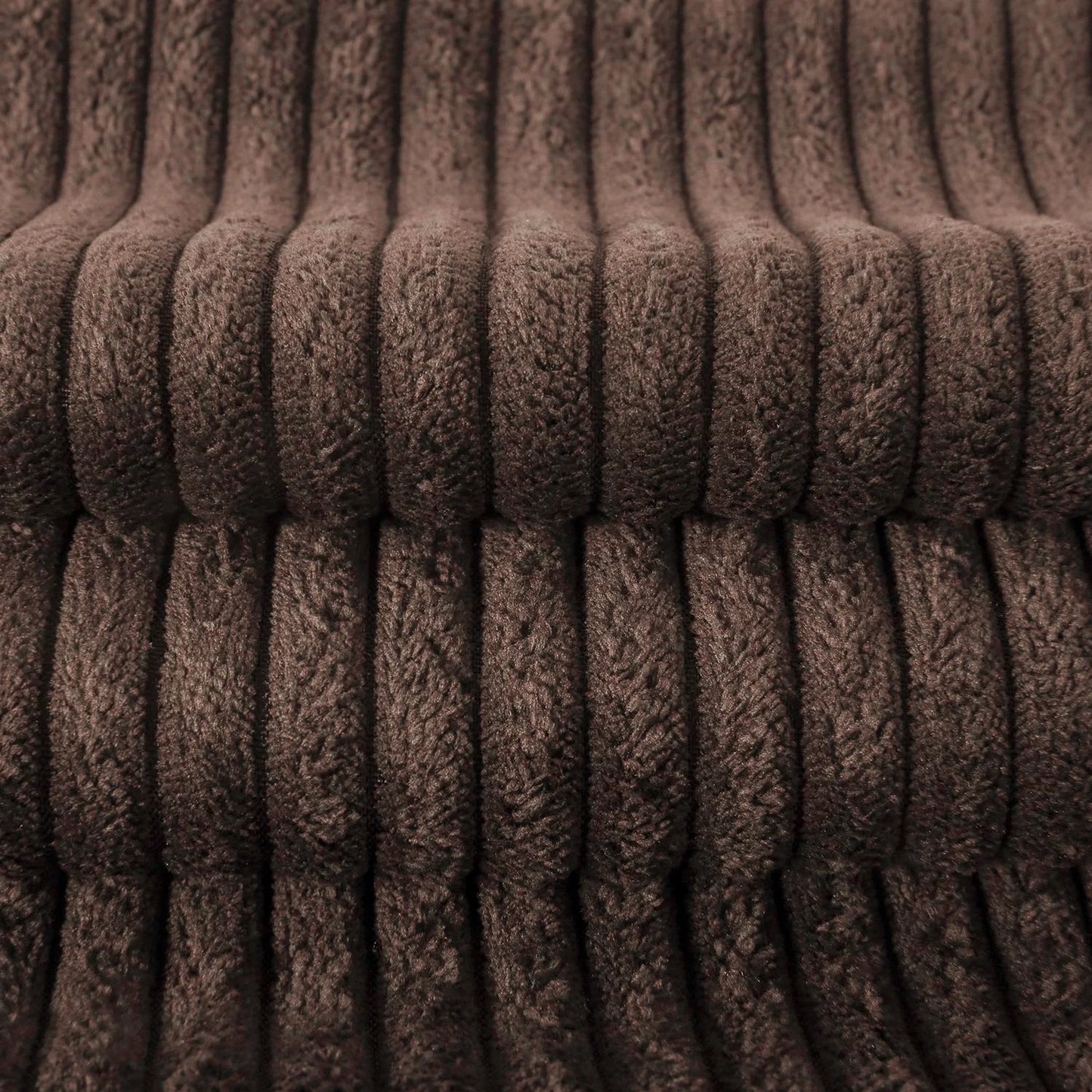Fluffy Corduroy Velvet Solid Color Suqare Cusion Accent Decorative Throw Pillow for Couch, 12" X 20", Dark Brown, 2 Pack