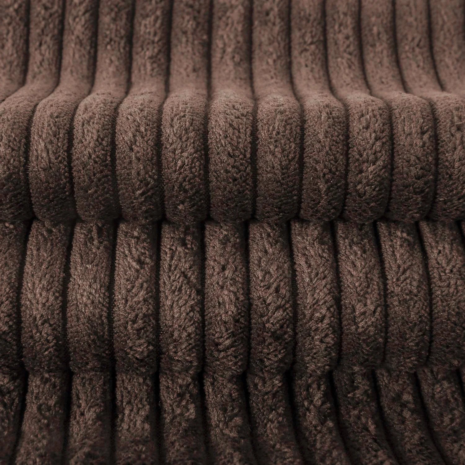Fluffy Corduroy Velvet Solid Color Suqare Cusion Accent Decorative Throw Pillow for Couch, 12" X 20", Dark Brown, 2 Pack