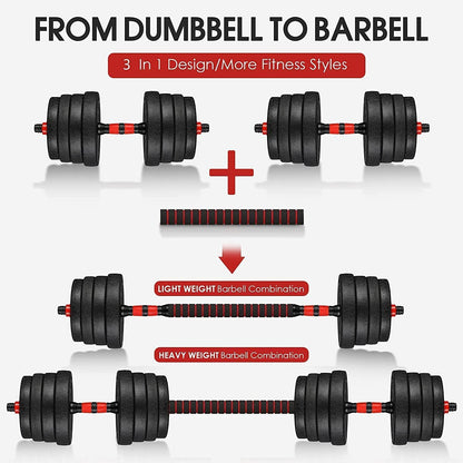 Adjustable Dumbbells Weight Sets, 22/110 LBS Dumbbell Barbell Set, 3-In-1 Home Gym Equipment Bodybuilding Fitness Gear Lifting Strength Training (Barbell 22LB or 11 LB Pair)