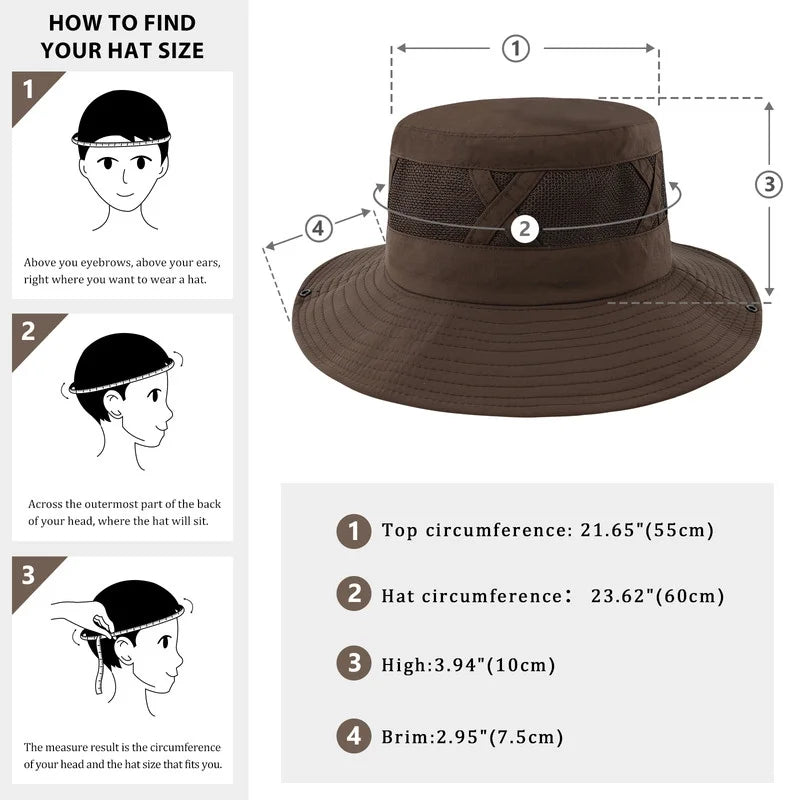 Bucket Hats for Women Outdoor Breathable Sun Hat Adjustable Wide Brim Bucket Hat for Fishing Hiking Camping, Curry