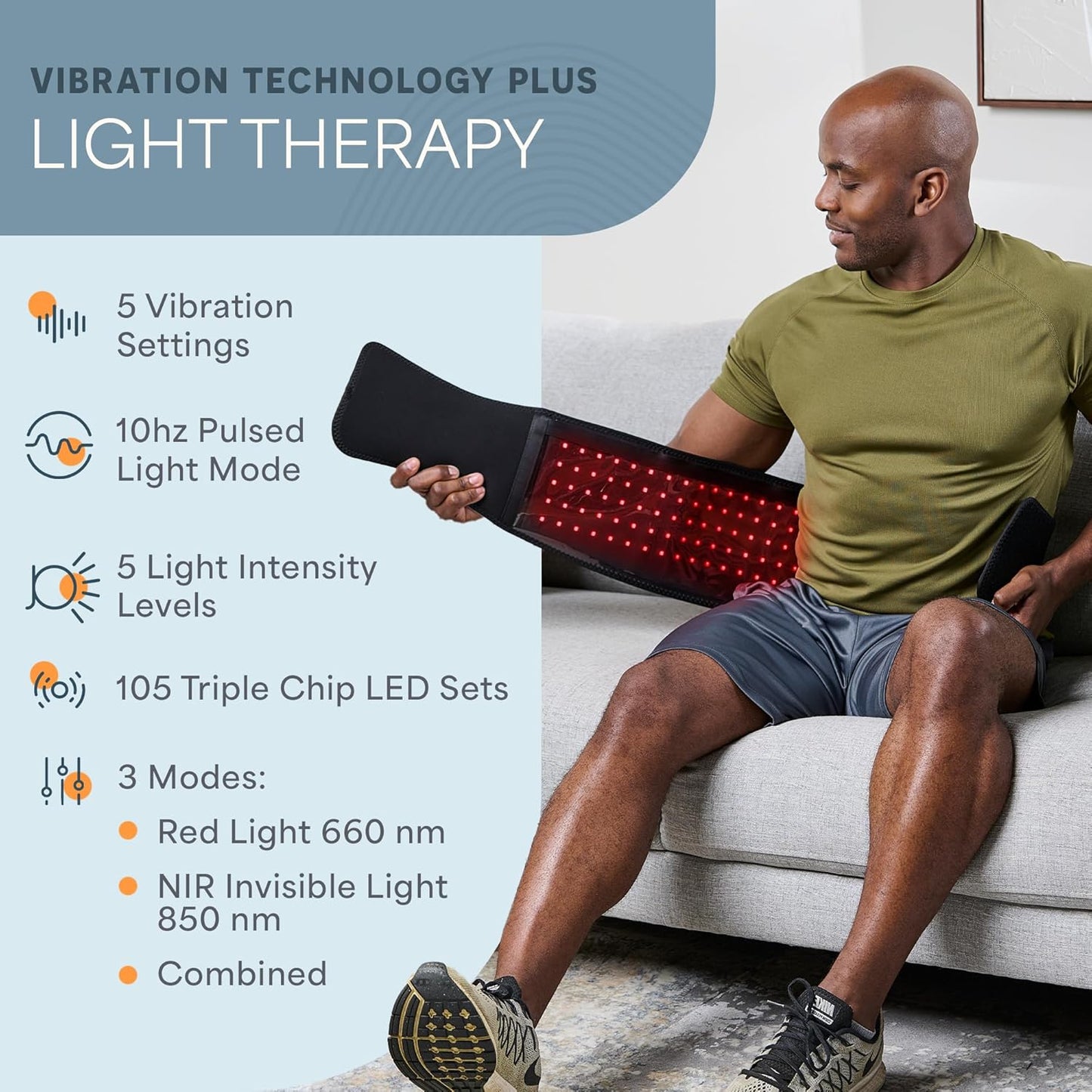 Red Light Therapy Belt – Allevared Infrared Red Light Therapy for Body, Back Pain and Shoulder - 660Nm & 850Nm near Infrared Heating Pad – Adjustable & Portable for Wellness & Relaxation