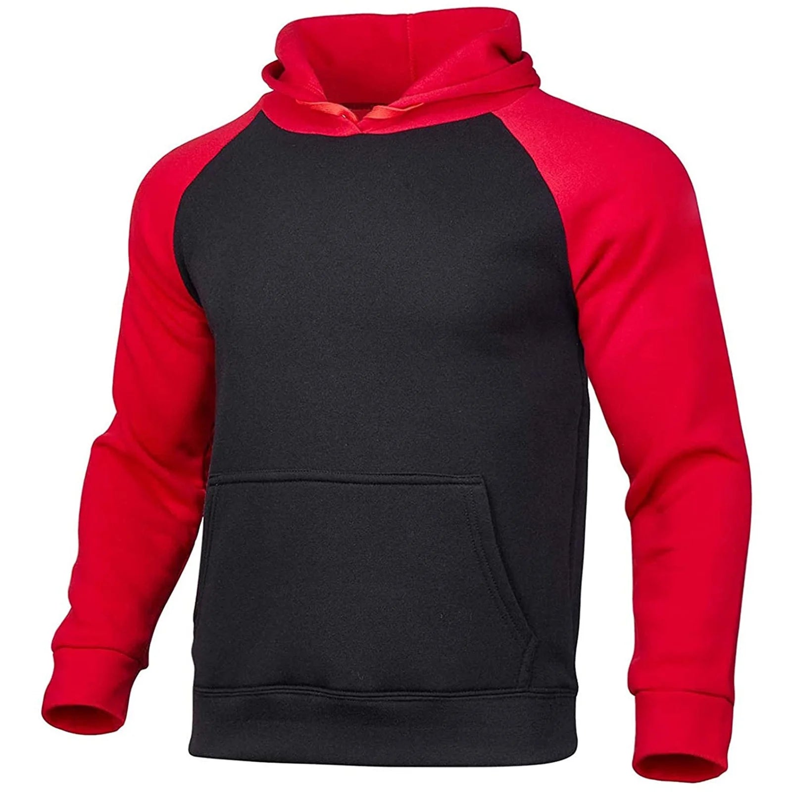 Men'S Tracksuit 2 Piece Fall Winter Casual Patchwork Jogger Sport Gym Pockets Sweatsuit Cozy Long Sleeve Hoodies and Sweatpant Set Red L