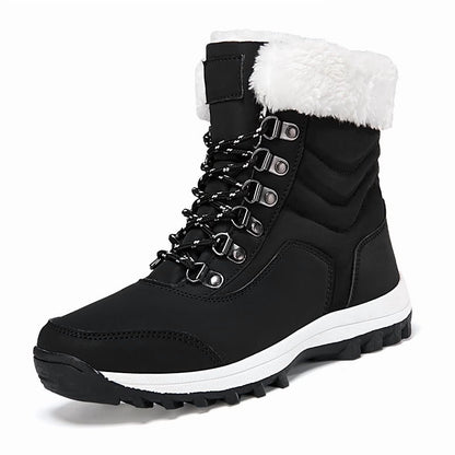 Women'S Snow Boots Cozy Insulated Faux Fur Lined Waterproof Mid-Calf Winter Boots, Black