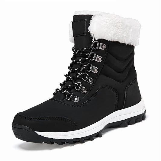 Women'S Snow Boots Cozy Insulated Faux Fur Lined Waterproof Mid-Calf Winter Boots, Black