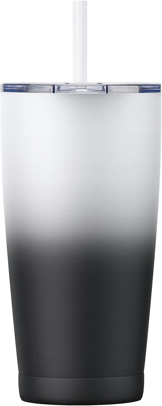 20Oz Insulated Stainless Steel Tumbler, Coffee Tumbler with Lid and Straw, Double Wall Vacuum Leak-Proof Travel Coffee Mug, Powder Coated Water Tumbler Cup for Hot and Cold Drinks (Day&Night,1)