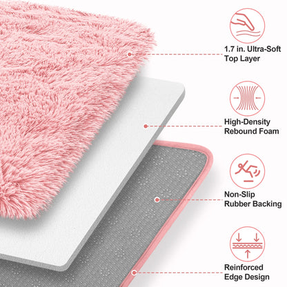 Shag Area Rug, 9Ft X 12Ft Soft Fluffy Area Rugs for Living Room Bedroom Decor Carpet, Pink
