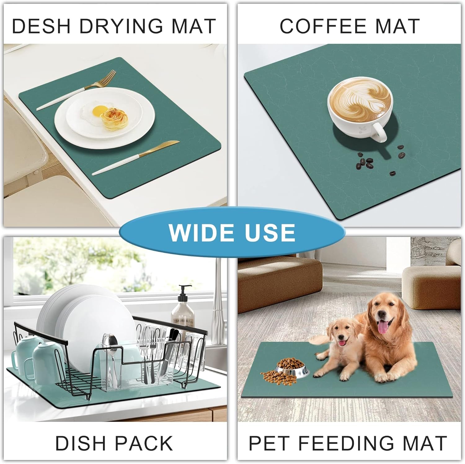 Coffee Maker Mat for Countertops, Absorbent, Washable, Reversible Microfiber Dish Drying Mat for Kitchen Accessories, under Small Appliance Mats