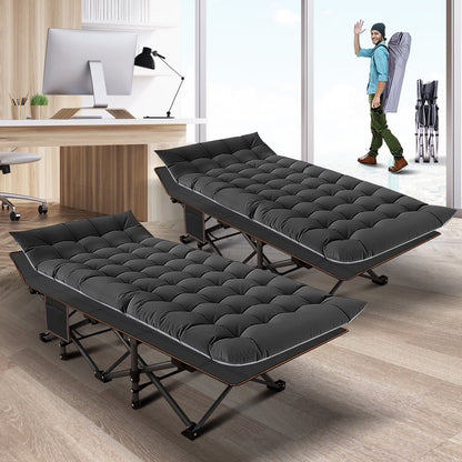 Folding Camping Cots for Adults 880Lbs, 2 Pack 28" Extra Wide Sturdy Sleeping Cot, Folding Rollaway Guest Bed with 3.3 Inch 2 Sided Mattress & Carry Bag