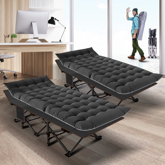 Folding Camping Cots for Adults 880Lbs, 2 Pack 28" Extra Wide Sturdy Sleeping Cot, Folding Rollaway Guest Bed with 3.3 Inch 2 Sided Mattress & Carry Bag