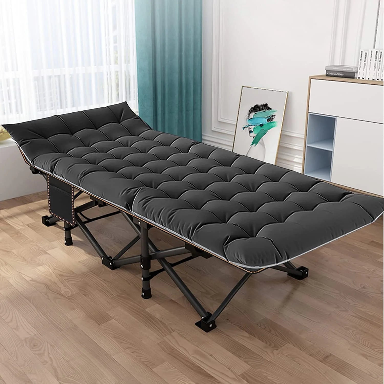 Folding Camping Cots for Adults 880Lbs, 2 Pack 28" Extra Wide Sturdy Sleeping Cot, Folding Rollaway Guest Bed with 3.3 Inch 2 Sided Mattress & Carry Bag