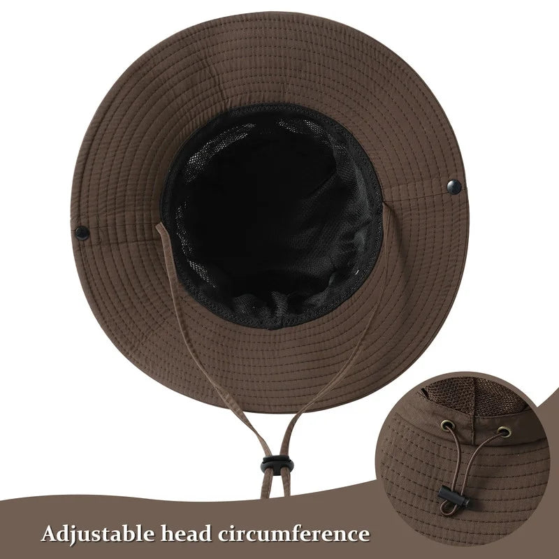 Bucket Hats for Women Outdoor Breathable Sun Hat Adjustable Wide Brim Bucket Hat for Fishing Hiking Camping, Curry