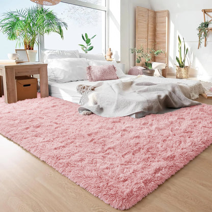 Shag Area Rug, 9Ft X 12Ft Soft Fluffy Area Rugs for Living Room Bedroom Decor Carpet, Pink