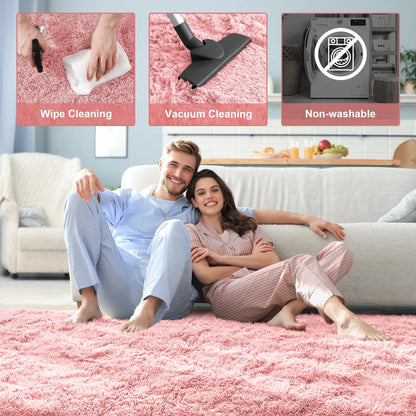 Shag Area Rug, 9Ft X 12Ft Soft Fluffy Area Rugs for Living Room Bedroom Decor Carpet, Pink