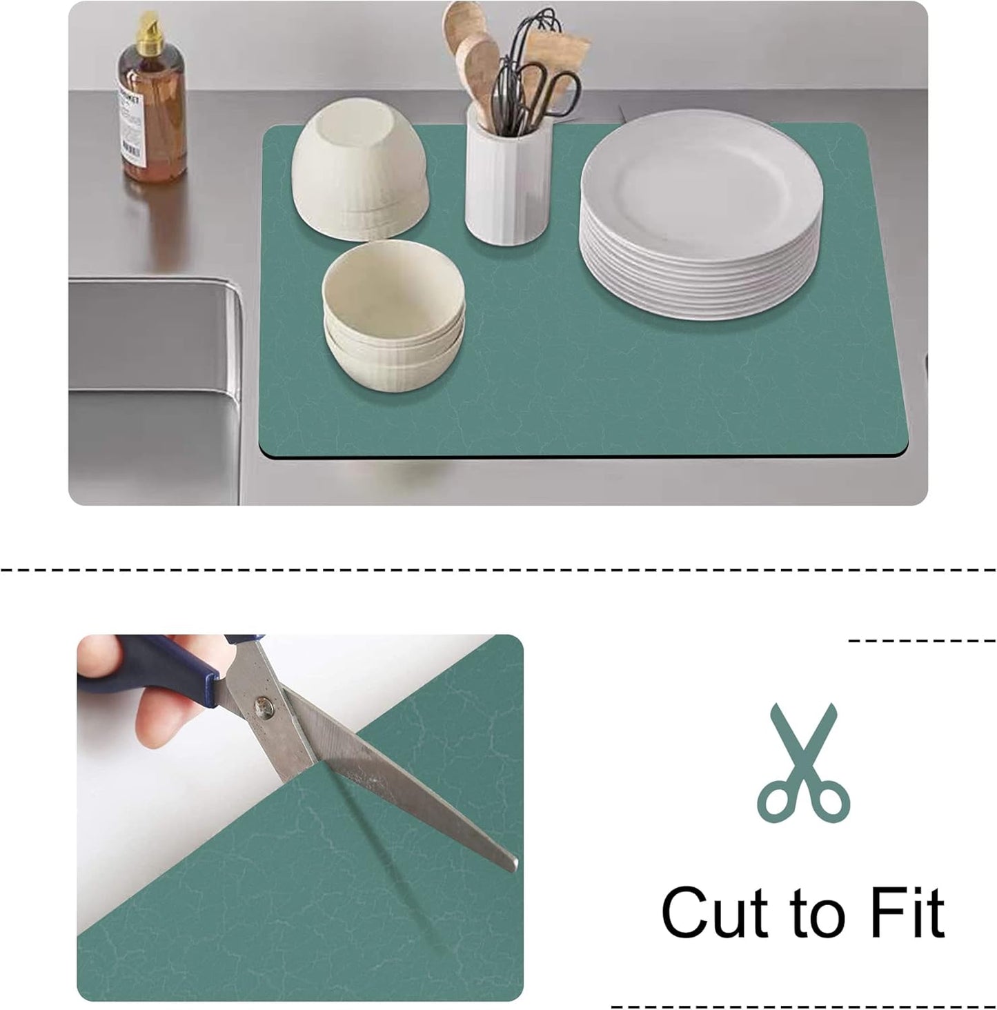 Coffee Maker Mat for Countertops, Absorbent, Washable, Reversible Microfiber Dish Drying Mat for Kitchen Accessories, under Small Appliance Mats