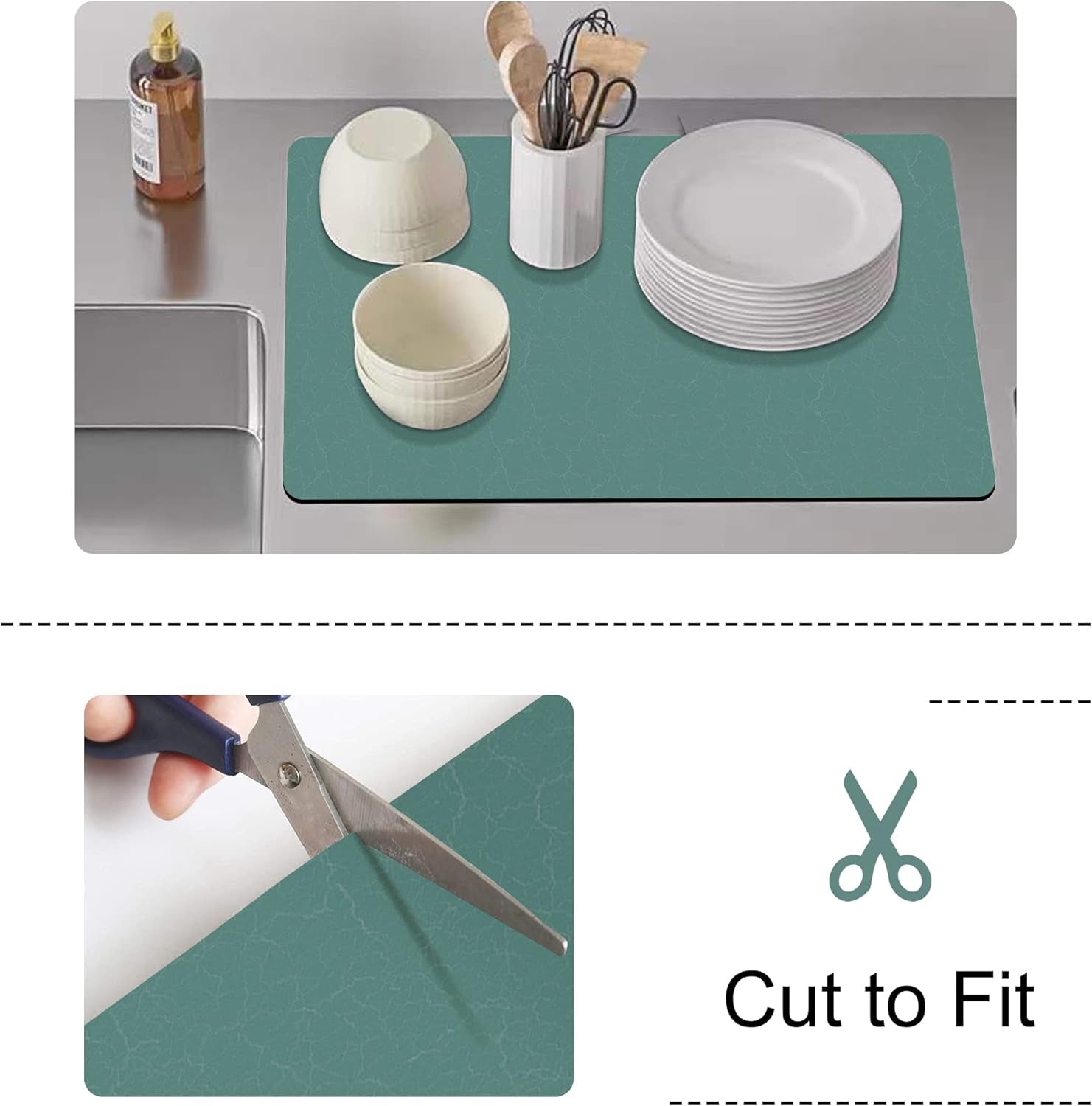 Coffee Maker Mat for Countertops, Absorbent, Washable, Reversible Microfiber Dish Drying Mat for Kitchen Accessories, under Small Appliance Mats