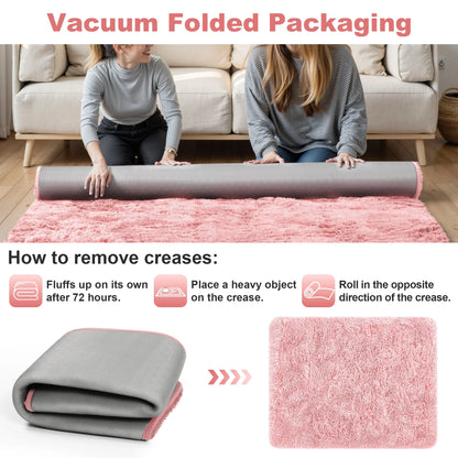 Shag Area Rug, 9Ft X 12Ft Soft Fluffy Area Rugs for Living Room Bedroom Decor Carpet, Pink