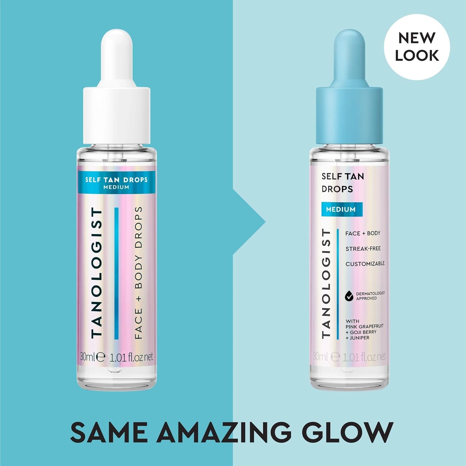 Medium Self Tan Drops, Streak-Free Body & Face Tanning Drops, No Fake Tan Smell, for Moisturizer & Lotion, Bronzing Face Tanner, Skincare Ingredients, Vegan, 1.01 Fl. Oz/30 Ml Bottle