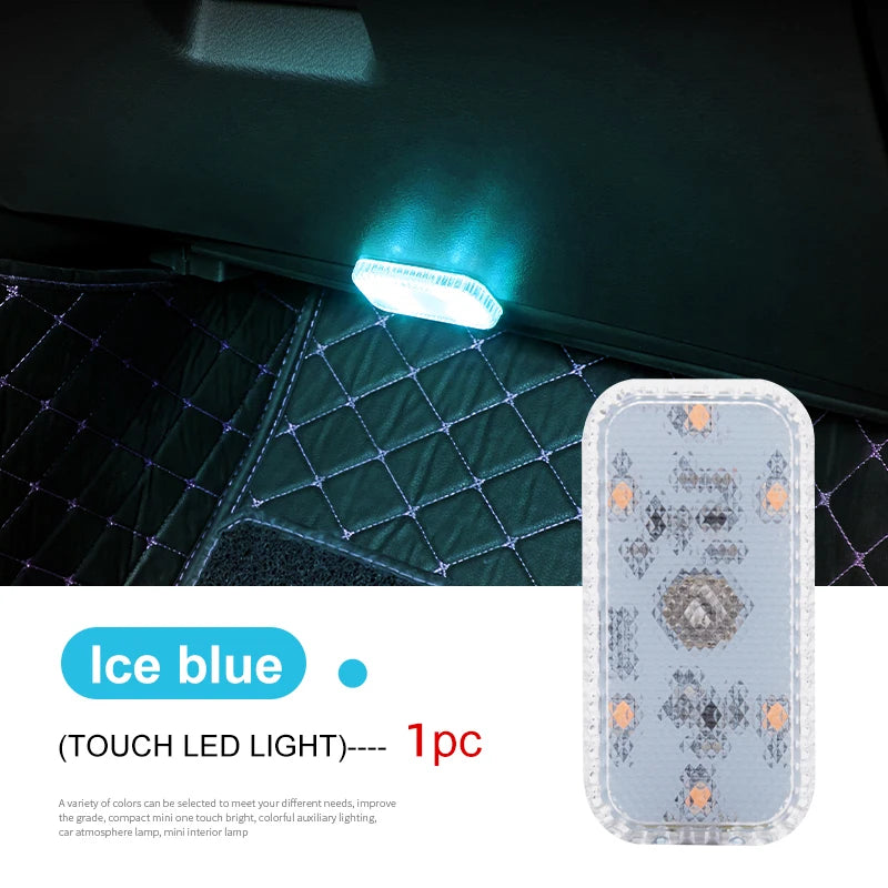 Tactile LED light, Mini Wireless Car Interior Lighting, Auto Roof Reading Lamp, Door Storage Box, Footwell, Trunk, USB Charging