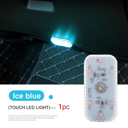 Tactile LED light, Mini Wireless Car Interior Lighting, Auto Roof Reading Lamp, Door Storage Box, Footwell, Trunk, USB Charging