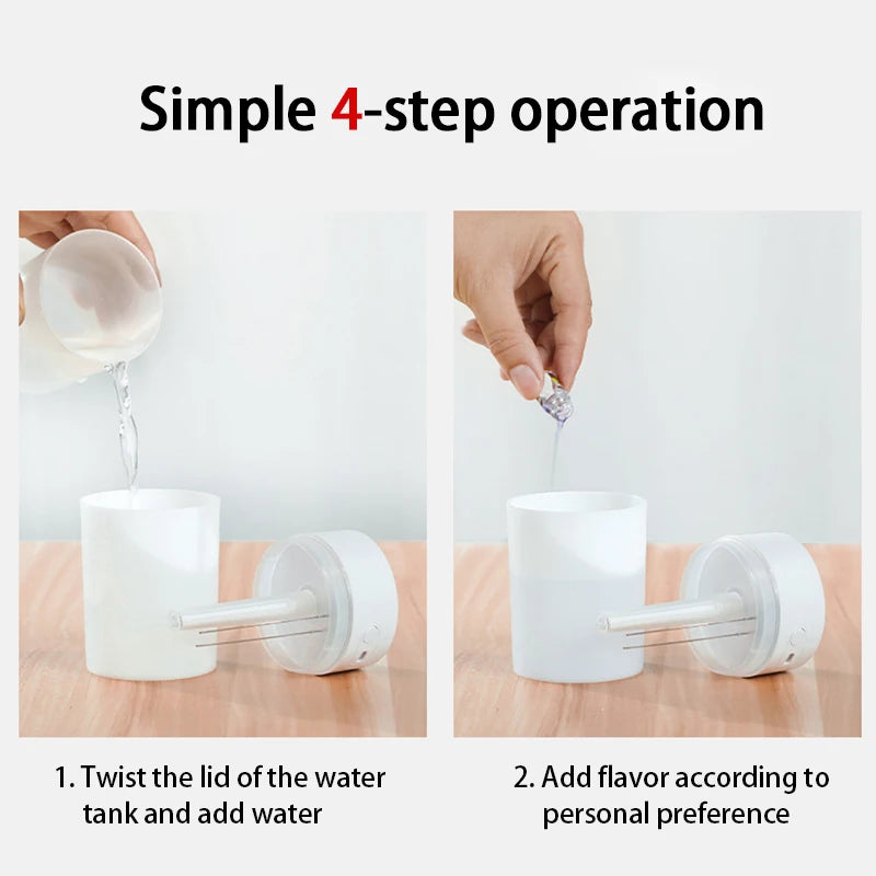 260ML USB Ultrasonic Air Humidifier LED Lamp Mini Essential Oil Diffuser Car Purifier Aromatic Anion Mist Maker with Romantic Light