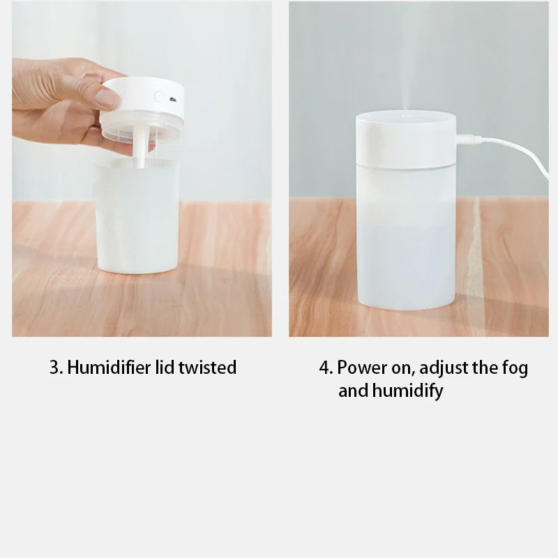 260ML USB Ultrasonic Air Humidifier LED Lamp Mini Essential Oil Diffuser Car Purifier Aromatic Anion Mist Maker with Romantic Light