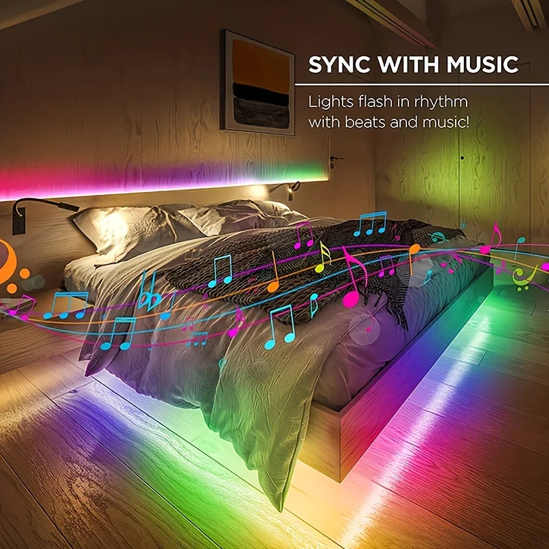 Tira de Luces LED RGB con Control por App – 1M a 40M, USB 5V, Multicolor para Habitación