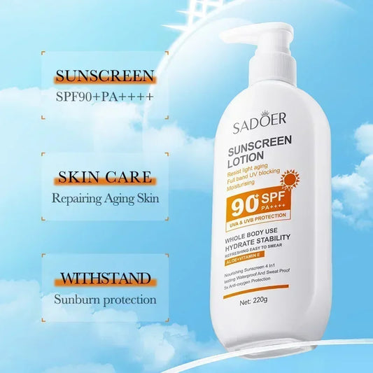 Sunscreen SPF90+, UV protection, whitening sunscreen, moisturizing, whitening, face and body sunscreen, skincare, anti-aging
