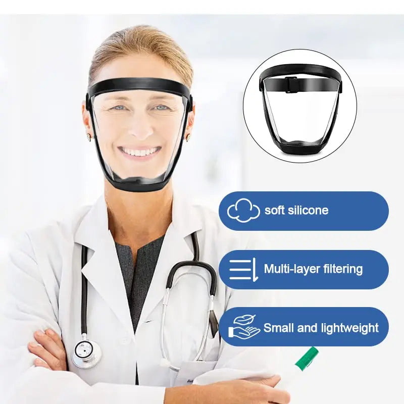 Transparent Face Shield for Work, Anti-fog Oil-proof Full Face Mask for Kitchen