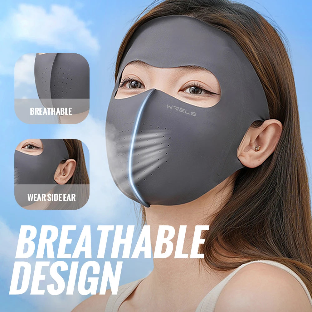 WRELS UV Protection Mask Ice Silk Sun Protection Mask Lightweight Breathable Cyclist Face Mask Anti-UV 400 Face Mask for Men and Women