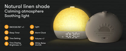 Despertador con Luz de Amanecer | 30 Sonidos, Luz RGB y Temporizador