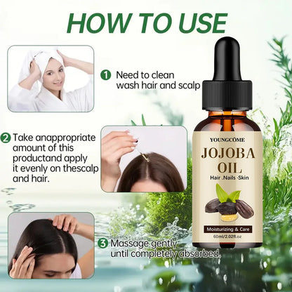 Aceite de jojoba orgánico, aceite hidratante puro para rostro, cabello, piel y uñas |   Relaxador de cabello con aceite portador sin hexano prensado en frío natural