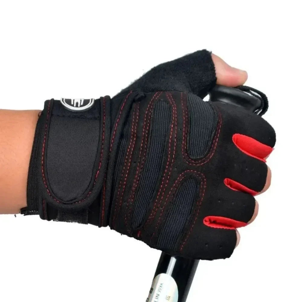 Guantes de Gimnasio Unisex con Soporte de Muñeca – Medio Dedo para Pesas, Ciclismo y Culturismo