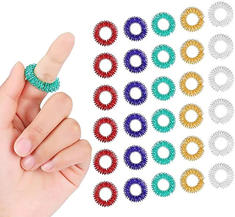 Anillos de Acupresión Fidget | Set 10 piezas | Alivio del Estrés para Adolescentes y Adultos