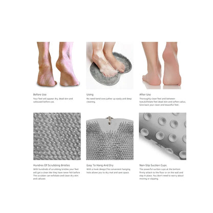 Tapete limpiador de pies para ducha, lavadora de espalda, almohadilla de baño exfoliante, ventosas deslizantes montadas en la pared para uso en hombres y mujeres limpiadores