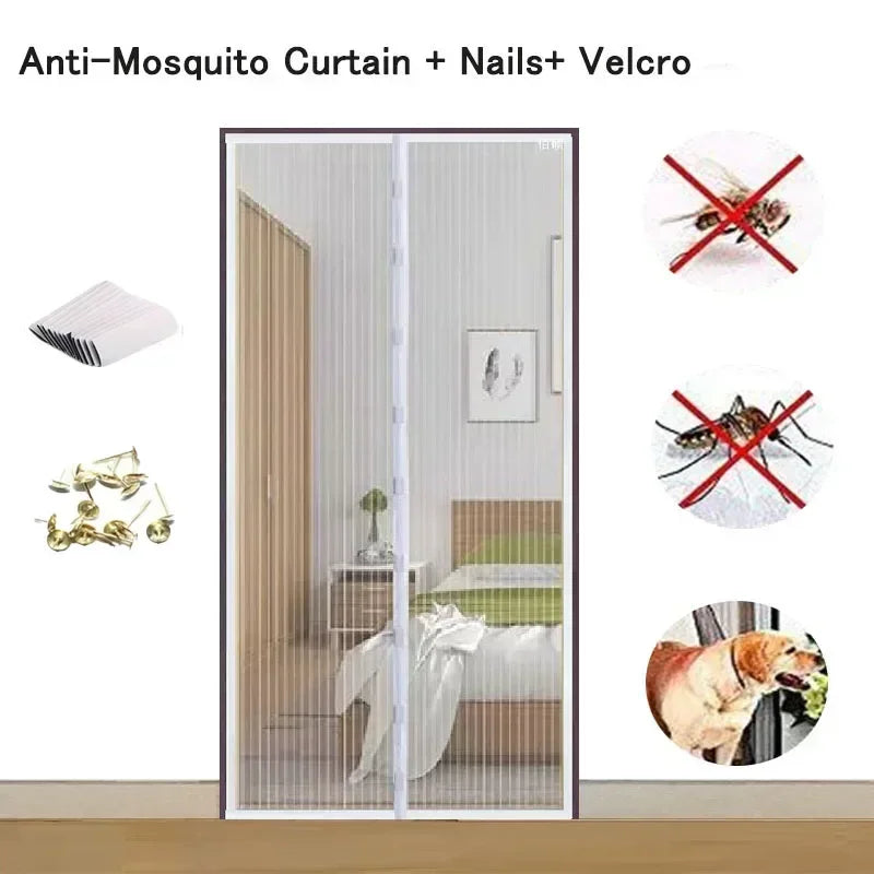 Window mosquito net, self-closing magnetic screen door, home ventilation curtains