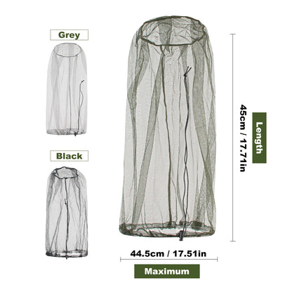 1 unidad de malla Ultra grande y larga con agujeros Extra finos, mosquitera suave y duradera, mosquitera Premium, Protector facial para cabeza de insecto, gorra para acampar