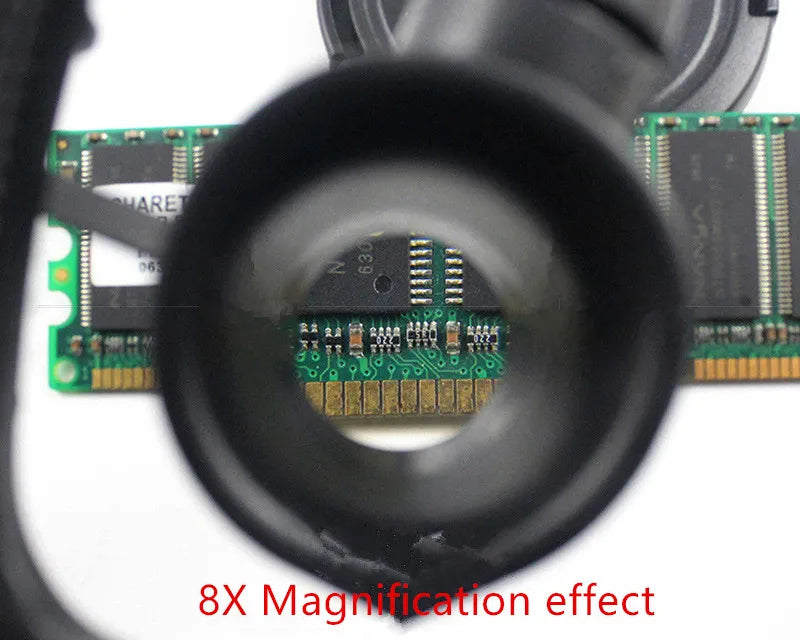 2XLED Watch Jewelry Repair Magnifier Head-mounted Headband Magnifying Glasses Adjustable Lens 8X 15X 23X