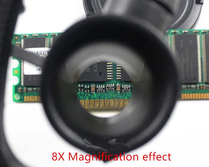 2XLED Watch Jewelry Repair Magnifier Head-mounted Headband Magnifying Glasses Adjustable Lens 8X 15X 23X