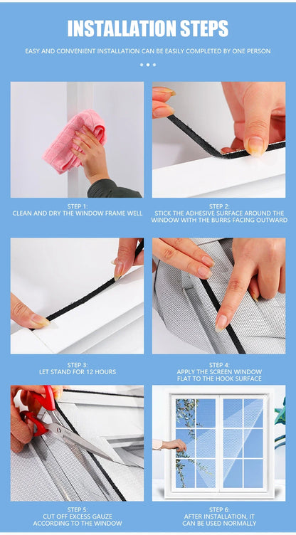 Mosquitera DIY para ventana de cama, textiles para el hogar, malla autoadhesiva para interiores, cortinas antiinsectos y mosquitera para jardín