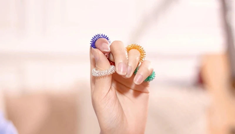 Anillos de Acupresión Fidget | Set 10 piezas | Alivio del Estrés para Adolescentes y Adultos