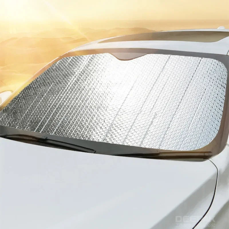 Foldable Car Windshield Sunshade, Visor Cover, Block Reflector, Portable, Breathable, Anti UV Protector, Free Screen, 140cm
